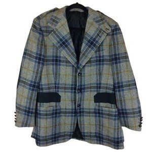 Michael's 521 Men's Size 42R* Bespoke Vintage Gray Plaid Wool Sport Coat Blazer